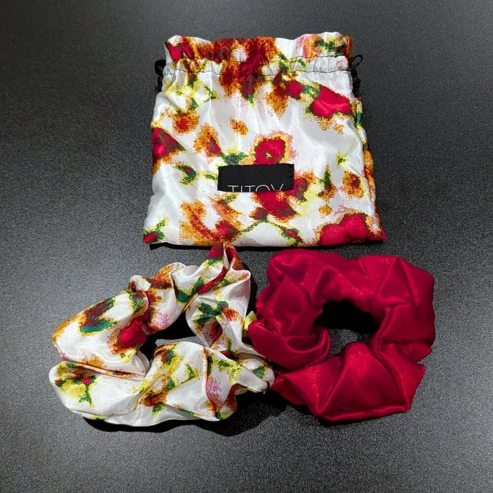 NEW TITOV Set of Two Silk Scrunchies - Picture 3 of 3